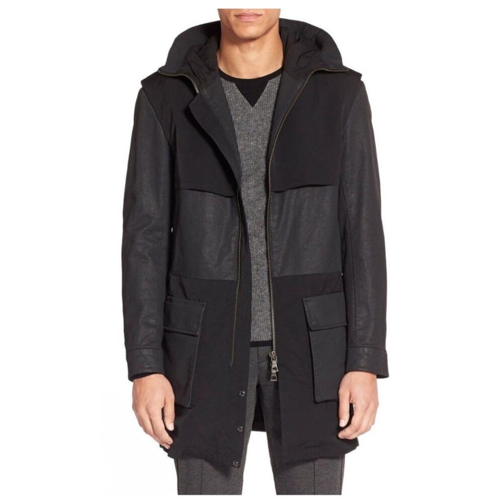 EUC Vince x Garance Doré Coated Parka Black Hooded Jacket Men’s Size M